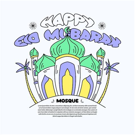 Premium Vector Eid Mubarak Graphic Mosque Hand Drawn Vector Illustrations