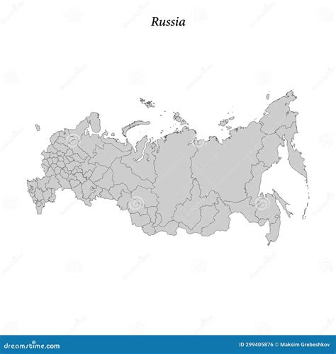 Simple Flat Map of Russia with Borders Stock Vector - Illustration of ...