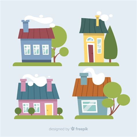 Free Vector | Colorful housing collection with cartoon style