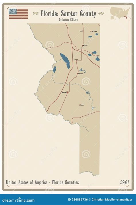 Map Of Sumter County In Florida Stock Vector Illustration Of Colorful