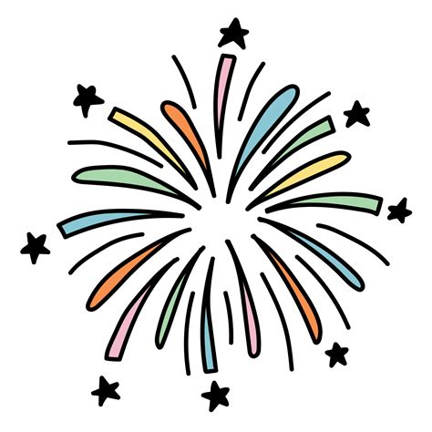 Doodle Sticker With Fireworks Salute Vector Art At Vecteezy