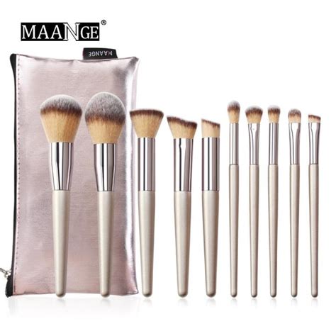 Maange 10pcs Make Up Brush Set For Foundation Powder Eyeshadow Lip