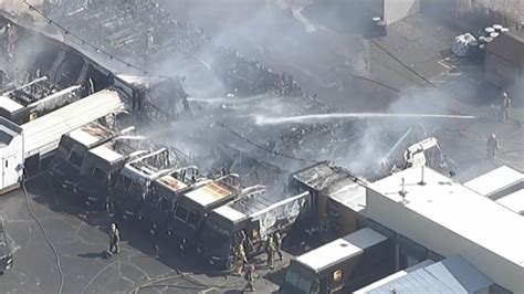 Multiple Ups Trucks Destroyed By Flames When Fire Breaks Out At