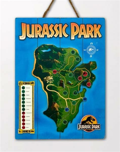 Jurassic Park Map Poster Woodarts 3d En Bois 30x40cm