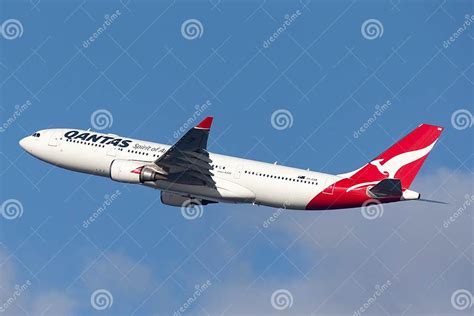 Qantas Airbus A330 Large Passenger Airliner Taking Off From Sydney Airport Editorial Photography