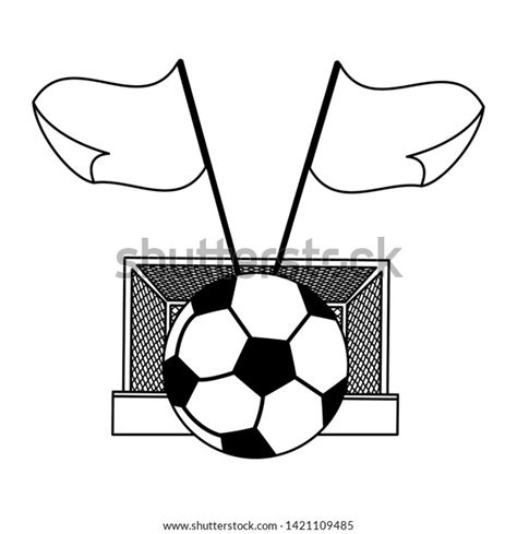 Soccer Goal Ball Flags Cartoons Vector Stock Vector Royalty Free