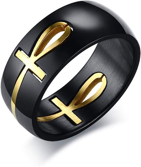 Oidea Bague homme Ankh Egypte Croix amovible fiançailles Acier