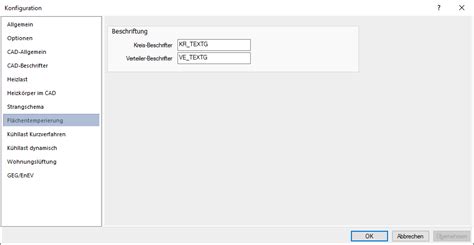 Details zur Konfiguration Flächentemperierung Knowledge base