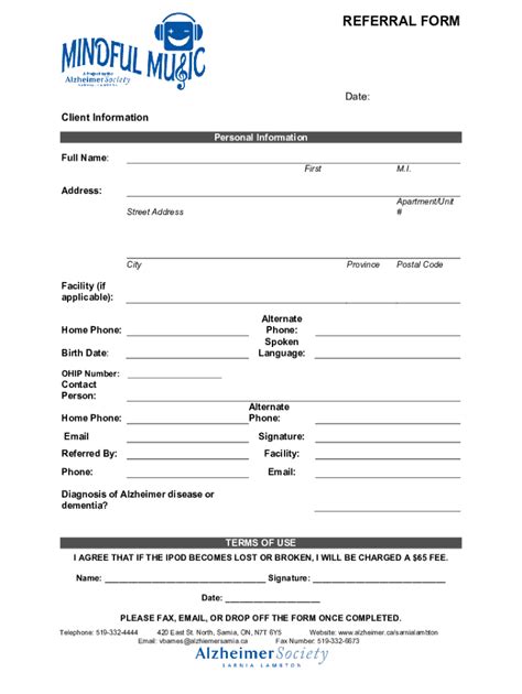 Fillable Online Referral Form Sarnia Fax Email Print Pdffiller