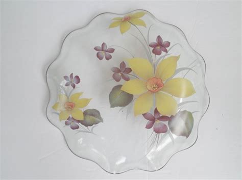 Decorative Clear Glass Floral Plate - Etsy