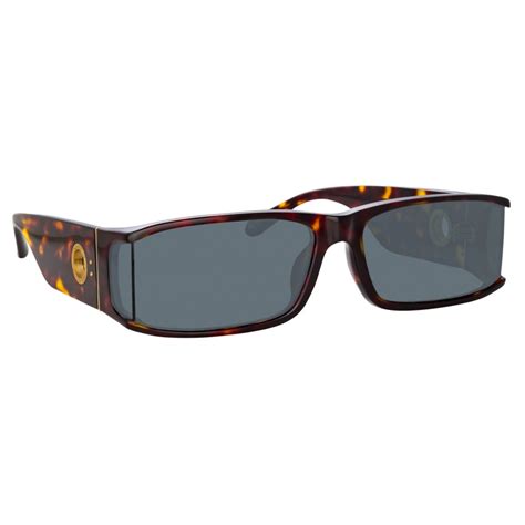 Linda Farrow Mya Rectangular Sunglasses In Tortoiseshell