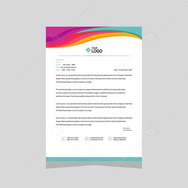 Colorful Contract Letterhead Company A4 Line Modern Abstract Simple