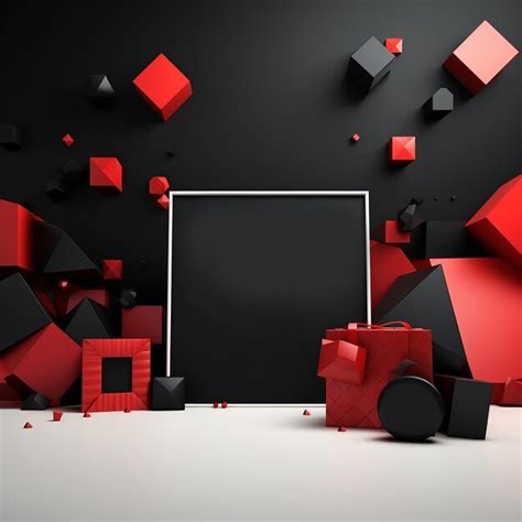 Premium AI Image | 3d render abstract background black and red color ...