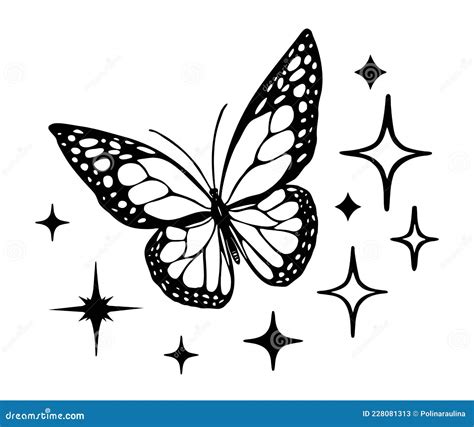 Estrellas De Silueta De Mariposa Ilustración del Vector Ilustración