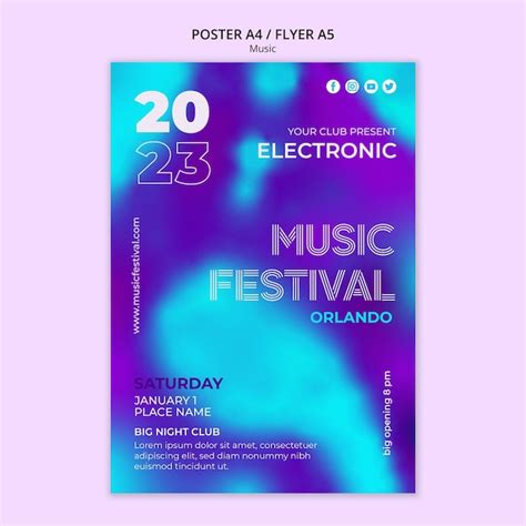 Mod Le D Affiche De Festival De Musique Floue Psd Gratuite