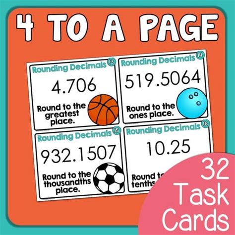 Rounding Decimals To Tenths Hundredths And Thousandths Task Cards