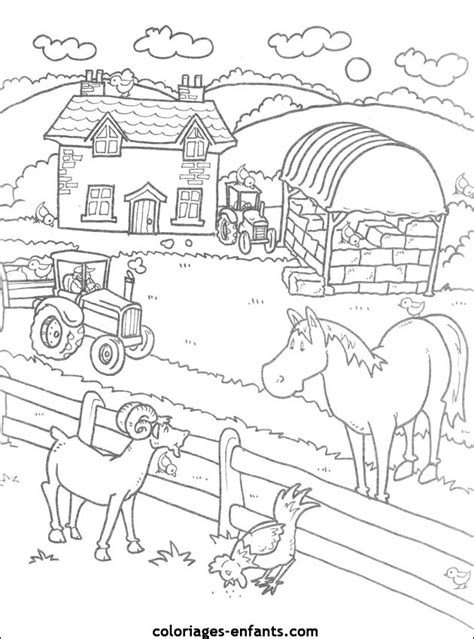 Coloriage Une ferme facile dessin gratuit à imprimer