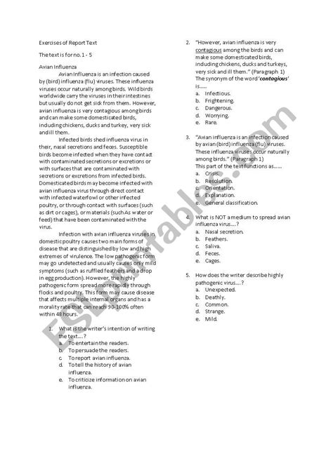 Report Text Esl Worksheet By Pisces Trie