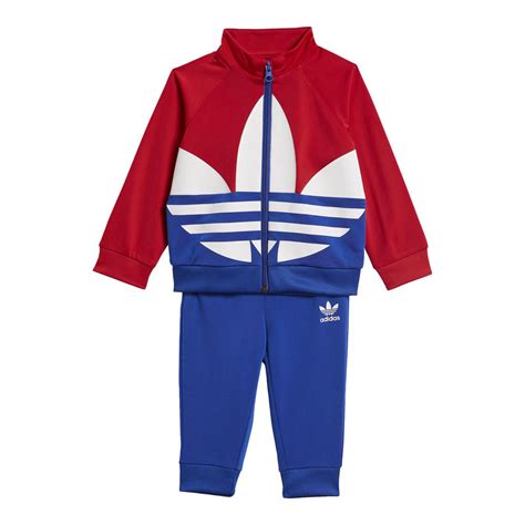 Adidas Originals Large Trefoil Track Suit เด็กเล็กไม่ ระบุเพศ สีแดง