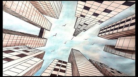 Drawing A City in one point perspective | Looking Up View #draw #drawings #howtodraw #art #artw ...