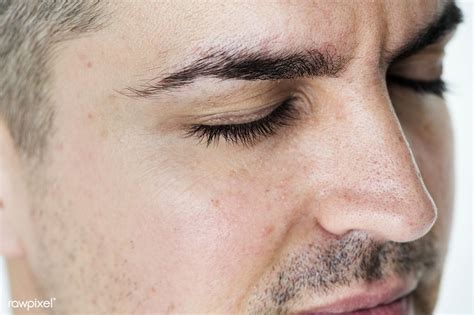 Side Portrait Of White Man Closeup On Closed Eyes Free Image By