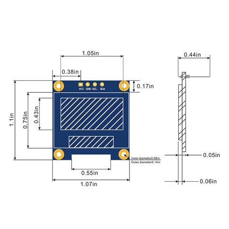 Inch Pin Blue Yellow Iic I C Oled Display Module For Arduino