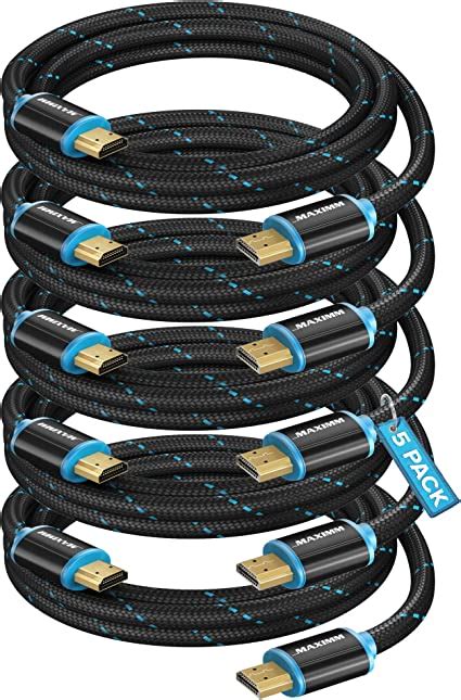 Hdmi Cable 4k Ultra Hd 4 Foot 5 Pack Nylon Braided Hdmi 20 Cable High Speed