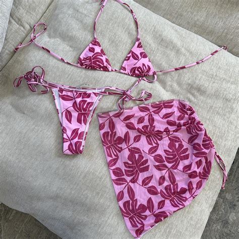 Piece String Bikini Set Pink String Bikini Set Depop