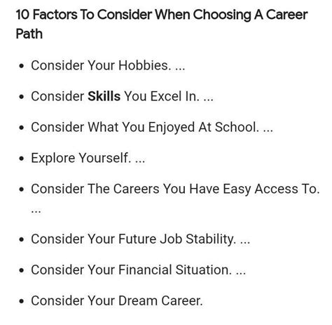 List The Important Factors For Choosing An Occupation Brainly In