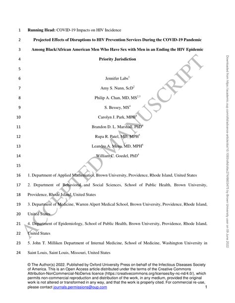 Pdf Projected Effects Of Disruptions To Hiv Prevention Services