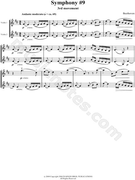 Ludwig Van Beethoven "Symphony #9" Sheet Music in D Major - Download ...