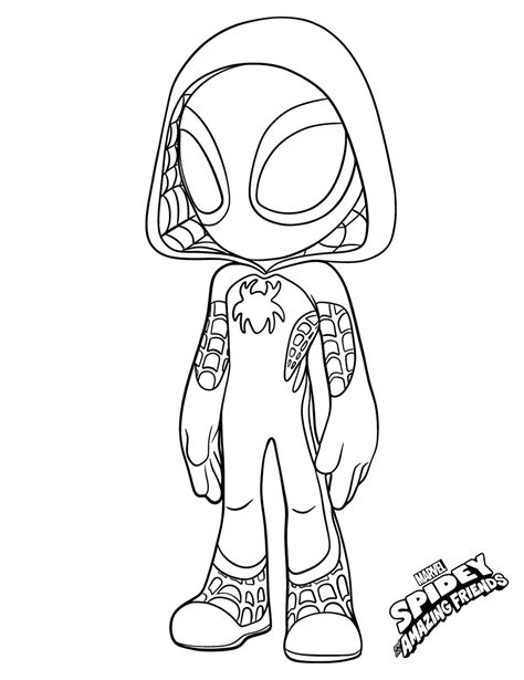 Spidey Gwen Stacy Stands Up Coloring Page