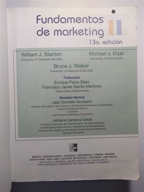 Fundamentos De Marketing William J Stanton Mercado Libre