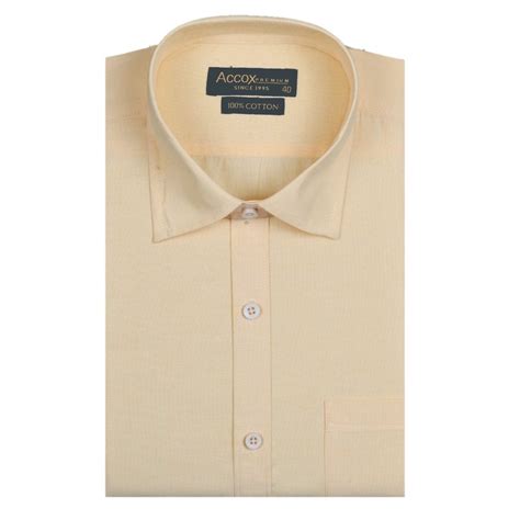 Accox Collar Neck Mens Brown Plain Formal Cotton Shirt Machine Wash