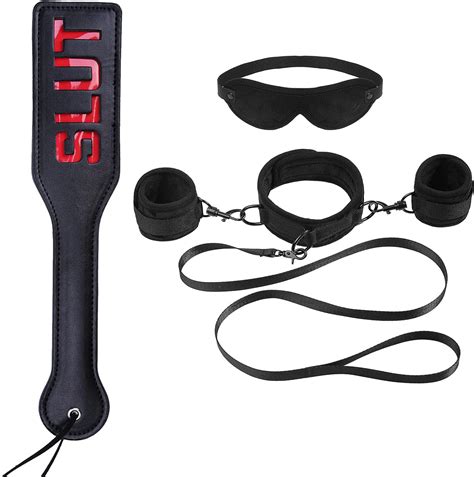 Venesun Soft Collar With Lead Set Bondage Handcuffs Blindfold And Slut Spanking