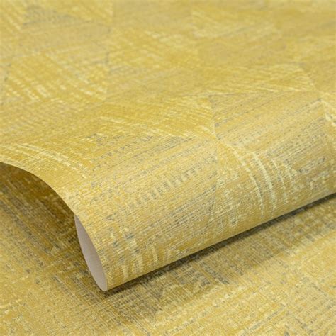 Metallic Designer Non Woven Wallpaper Raffia Mustard With Foam And