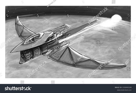 Scifi Spaceship Spacecraft Design Concept Art Stock Illustration 2100445189 | Shutterstock