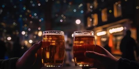 Premium Ai Image Two Hands Holding Glasses Of Beer One Of Which Is