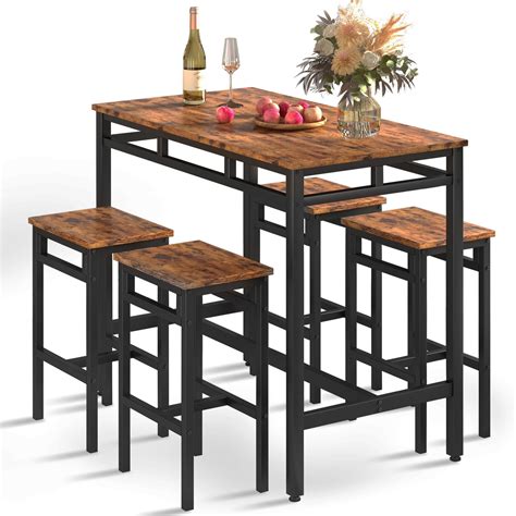 Seizeen Pc Dining Set For High Top Table Stools Kitchen Pub