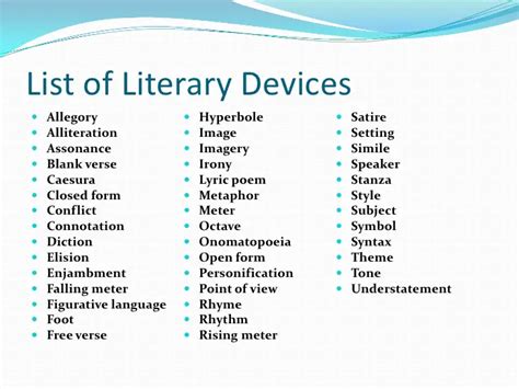 Literary devices in Poems