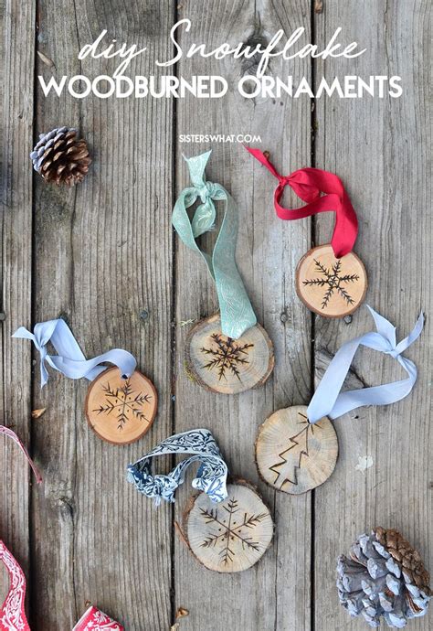 Wood Burned Wood Sliced Snowflake Ornaments Other Christmas