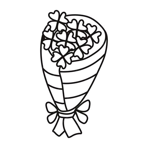 Premium Vector Bouquet Of Flowers Cartoon Style Design Element Hand Drawn Line Art Vector