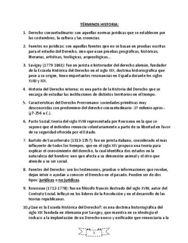 Todos Los Terminos De Historia Del Derecho Pdf