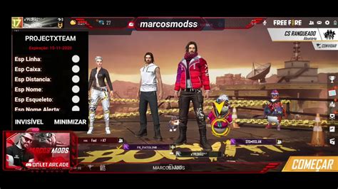 FREE FIRE AO VIVO NOVO MOD MENU PROJECTXTEAM 1 54 O HACKER MAIS