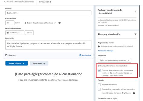 Cómo realizar una evaluación en Brightspace con la nueva vista DTI