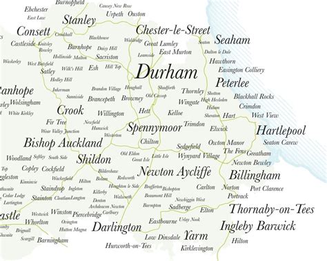 Durham County Map Framed Map Of County Durham Minimal Typographic