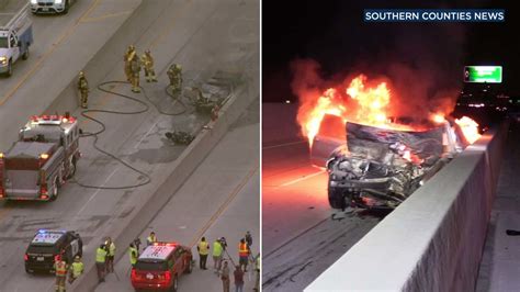 2 Killed In Fiery Crash Involving Wrong Way Driver In Santa Ana Northbound 5 Freeway Shut Down