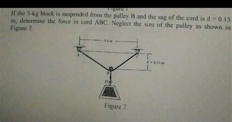 If The 5 Kg Block Is Suspended From The Pulley B And The Sag Of The