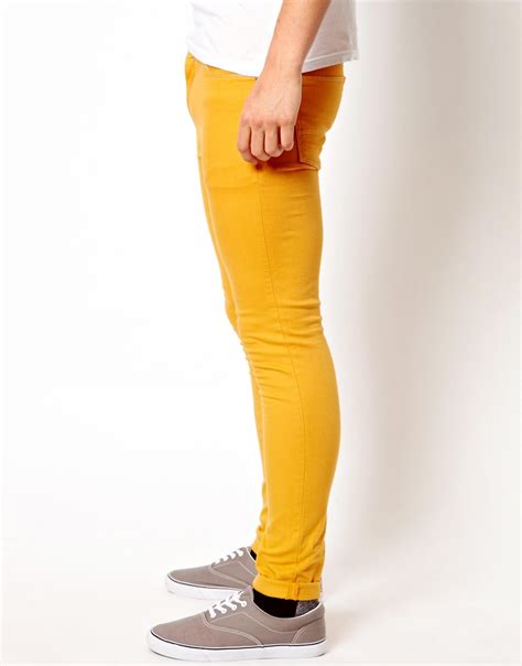 Lyst Asos Super Skinny Jean In Yellow For Men