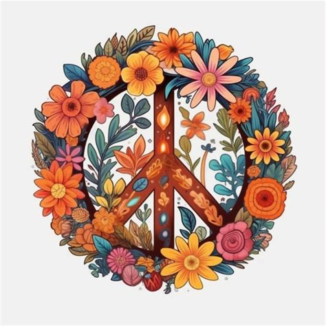 Premium Photo | Peace sign with flowers and a peace symbol.